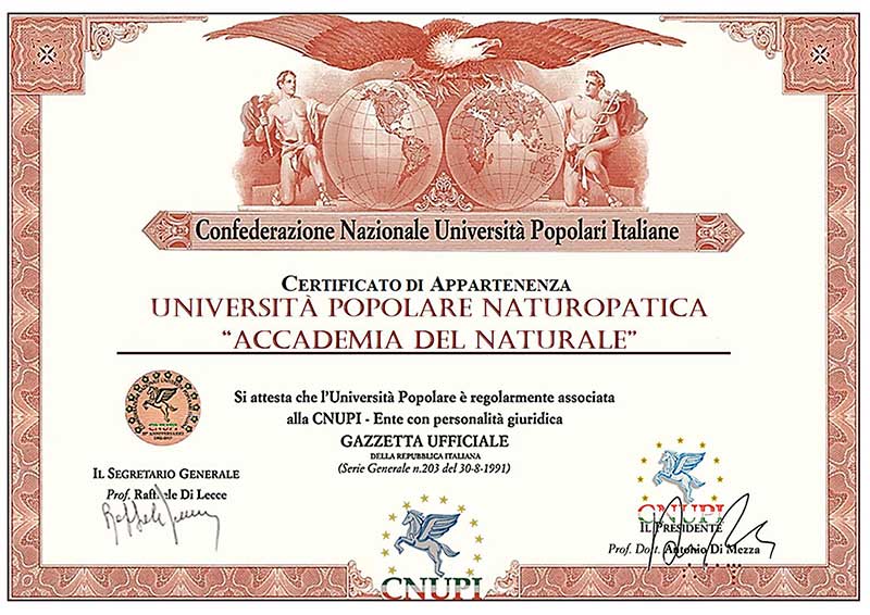 Certificato Università Popolare